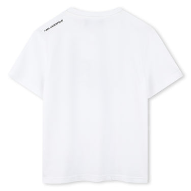 KARL LAGERFELD Playera para niño chico, blanca print en negro